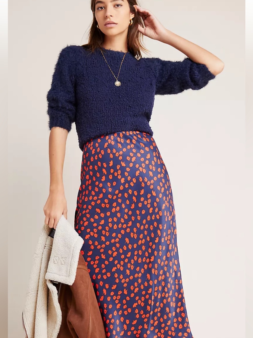 Anthropologie Satin Floral Maeve Evelyn Bias Skirt Size XS